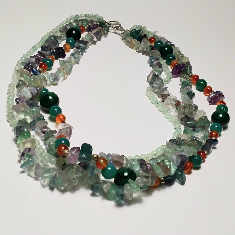 Multi-Strand And Multi Stone Necklace